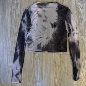 Tie-Dye Mesh Long Sleeve Crop Top